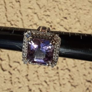 925 Genuine Rose De France Amethyst and Untreated Natural White Zircons.